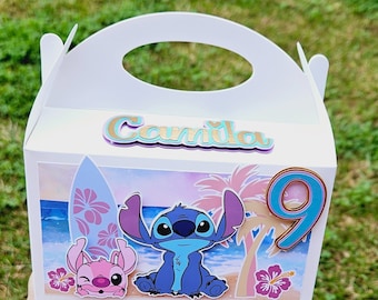 Stitch party favor boxes gable boxes Lilo and Stitch party custom box stich party decor personalized boxes birthday  theme party supplies.