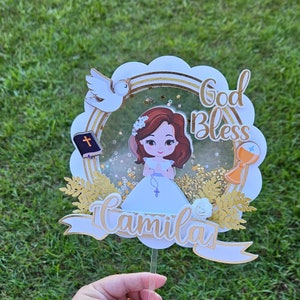 Girl's first communion cake topper personalized cake topper for Girl's First Communion party decorations for girl first communion.