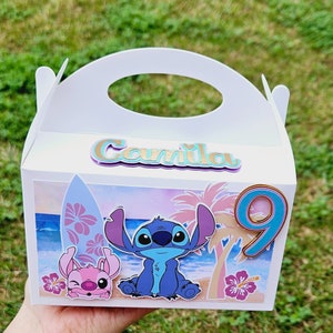 Stitch party favor boxes gable boxes Lilo and Stitch party custom box stich party decor personalized boxes birthday  theme party supplies.
