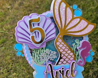 Mermaid 3D Cake Topper, Under the Sea Party Decor, Girl party theme.