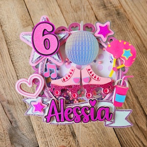 roller skate cake topper 80&#39;s theme retro cake topper disco theme party toppers pink girl disco party retro cake topper rolling ring party.