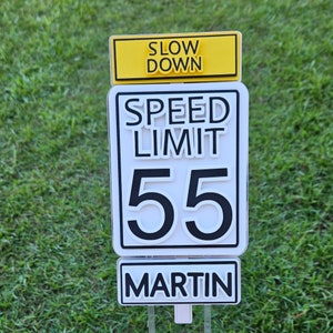 Speed limit sign cake topper 55 cake topper Slow down birthday sign topper Speed limit theme party race car birthday sign speed limit decor.