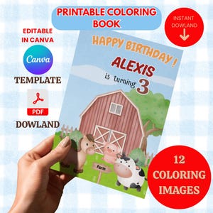 Kids coloring book party favor farm theme party favors for kids coloring book printable coloring book farm animals