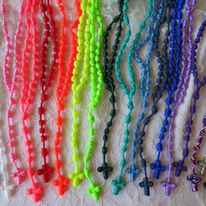 Knotted Rosary (Necklace) (1) - Pick Color - Handmade in the USA - gift holy rosary colorful durable vibrant prayer twine knot rope