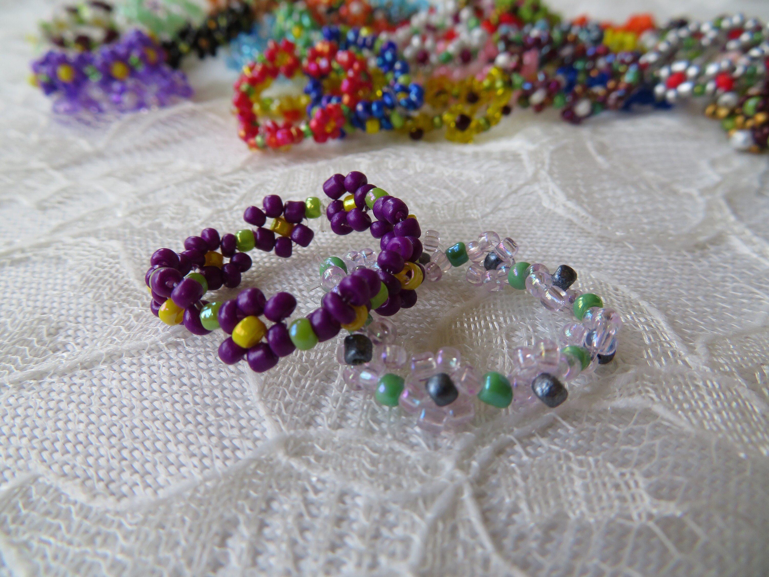 Seed Rings Cute Seed Bead Rings - Daisy Seed Bead Rings - Mystery PACK OF 5 ...