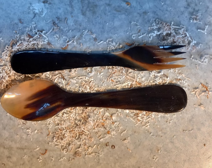 Natural Horn Salad Servers