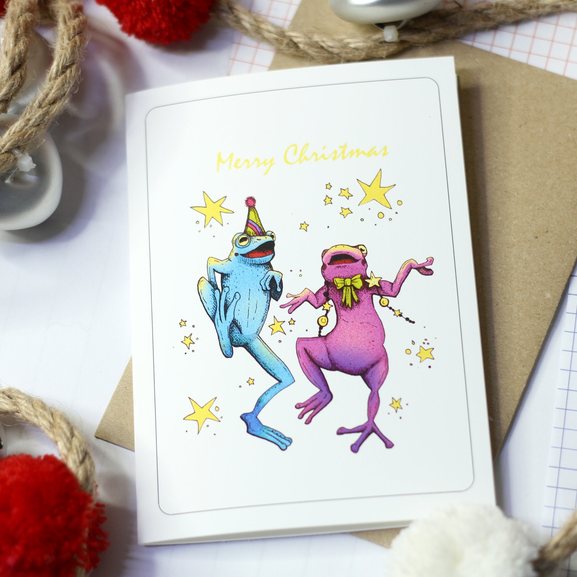 Holiday & Seasonal Cards 4 Pack Magical Frog Themed Illustrated ...