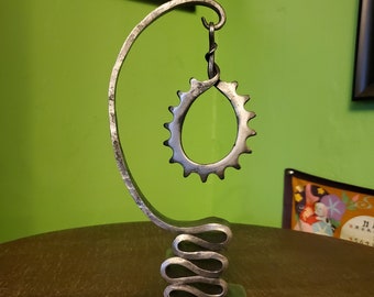 Hand Forged Gear / Sprocket Sculpture 8 1/4 Inches Tall