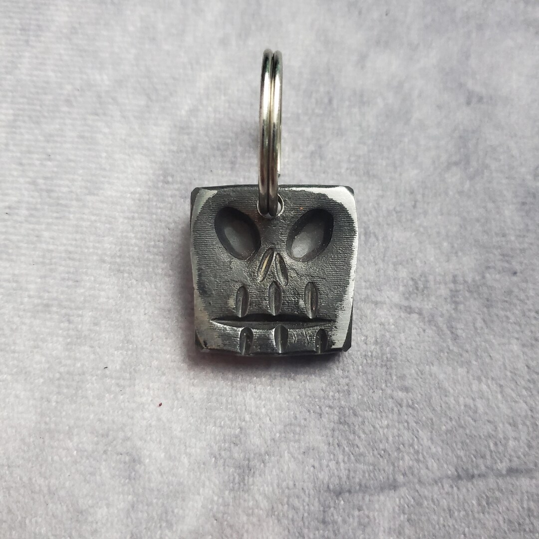 Hand Forged Skull Keychain 