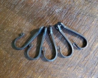 5  Pcs. Hand Forged Horseshoe Nail Hooks