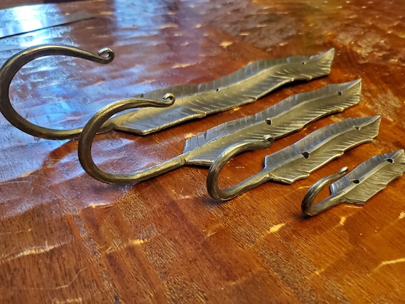 Hand Forged Feather Hook multiple Sizes Available 