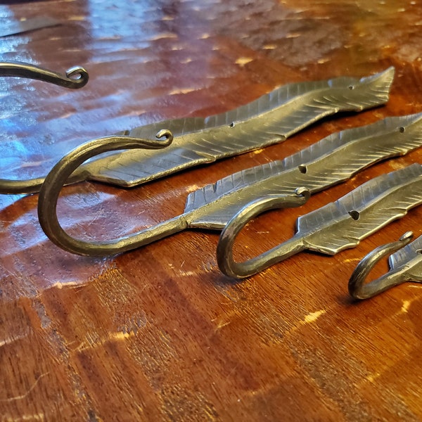 Hand Forged Feather Hook (multiple sizes available)