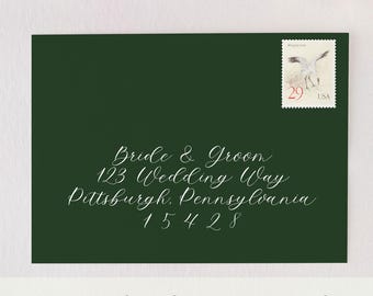 White Ink Printed Envelopes with Guest Addressing, White Ink Addresses Printed on Envelopes, Digital White Ink Printed Guest Address