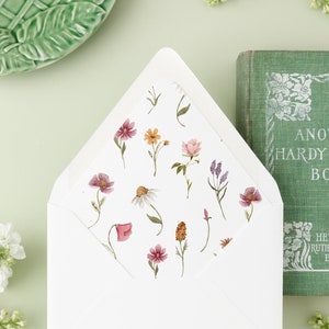 Floating Florals Envelope Liner, Flower Wedding Envelope Liner for Invitations, Flower Envelope Liner