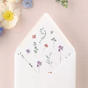 Watercolor Floral Envelope Liner, Wedding Envelope Liner for Invitations, Flower Envelope Liner