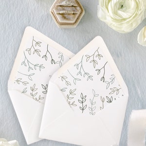 Botanical Leaves Envelope Liners, Wedding Envelope Liner for Stationery Set, Botanical Vine Envelope Liner for Wedding Invitations