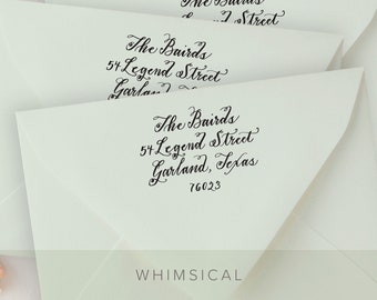 WHIMSICAL Wedding Calligraphy Return Address Stamp, Personalized Wedding Return Address Stamp