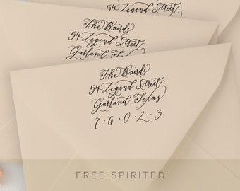 FREE SPIRITED Calligraphy Return Address Stamp for the Bride-to-Be, Personalized Wedding Address Stamp