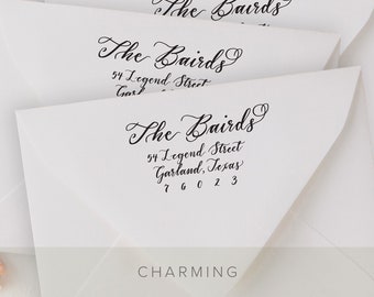 CHARMING Wedding Return Address Stamp, Envelope Address Stamp Add On, Wedding RSVP Envelope Address Stamp