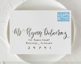 Beach Wedding Envelope Addressing, Playful Calligraphy Guest Addresses