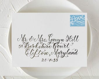 Whimsical Calligraphy Wedding Envelope Addressing, Custom Guest Addresses