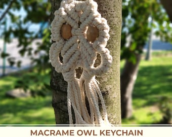 Macrame Owl Keychain Pattern - DIY Boho Bird Key Ring (PDF Pattern)
