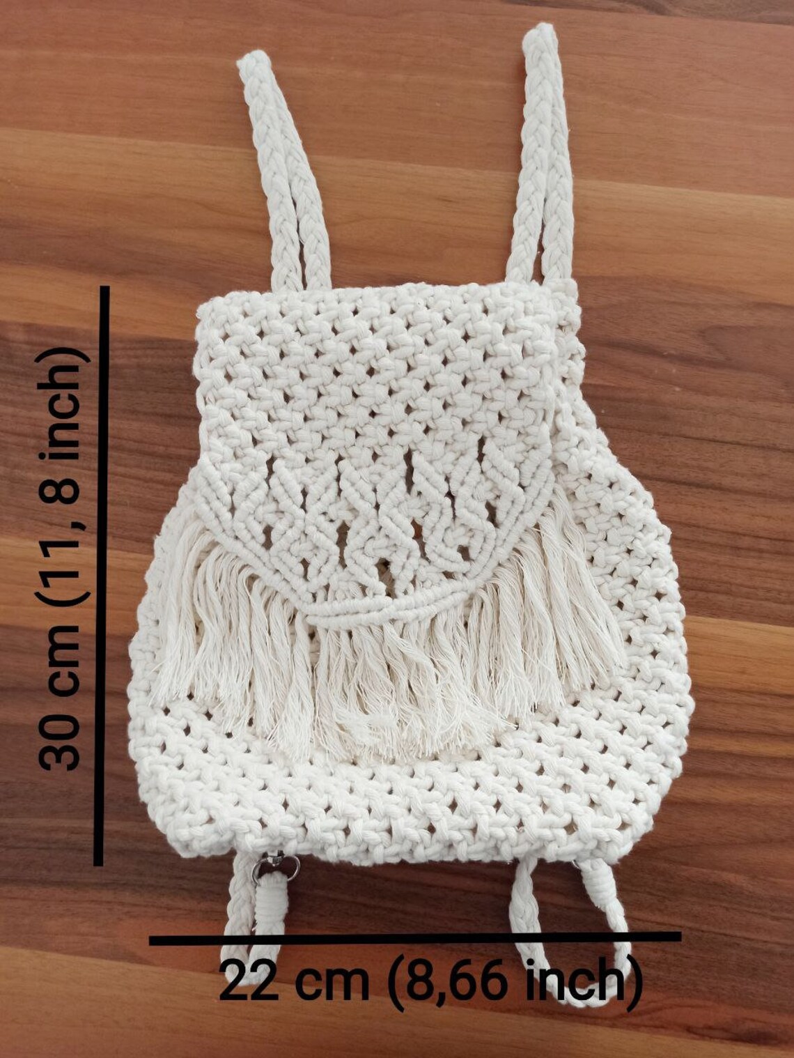 Macrame Backpack Purse - Handmade Boho Fringe Bucket Bag - Craft Tassel ...