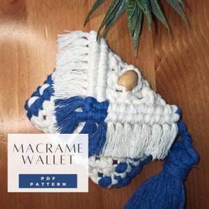 Patrón Cartera Macramé - Instrucciones Paso a Paso en PDF y Vídeo Tutorial - Mini Tarjetero Macramé, Monedero - Cartera Boheme con Cordón