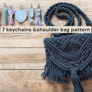 DIY Macrame Pattern Bundle: Shoulder Bag & 7 Keychain Designs - Step-by-Step Guide (PDF + Video Tutorial)