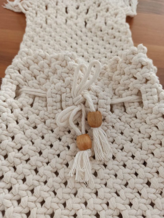 Handmade Macrame Fringe Backpack – Boho Style Cotton  display picture 2