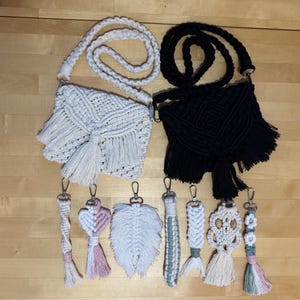 DIY Macrame Pattern Bundle: Shoulder Bag & 7 Keychain Designs - Step-by-Step Guide (PDF + Video Tutorial)