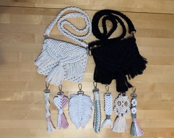 DIY Macrame Pattern Bundle: Schultertasche & 7 Schlüsselanhänger Designs - Schritt-für-Schritt-Anleitung