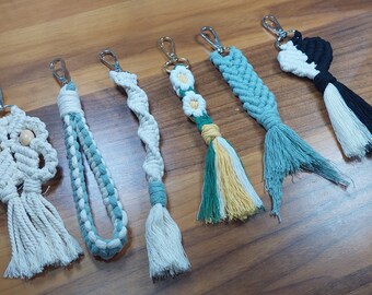 2 Stück Makramee Schlüsselanhänger Armband – Handgefertigte Quasten-Schlüsselbänder Im Boho-Stil