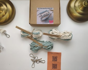 Macrame Keychain DIY Kit – 3 Boho Key Ring Set, Beginner Friendly