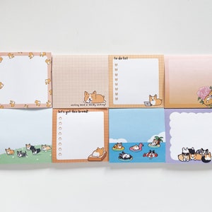 Corgi Post-It Sticky Notes - Cute Kawaii Corgi Dog Memo Notepad Note Pad Decorative Stationery Paper 3x3 50 Sheets