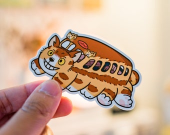 Spirit Cat Bus Corgi Anime Sticker - Vinyl Matte Weatherproof Scratchproof Cute Dog Die Cut for Car, Laptop, Water Bottle