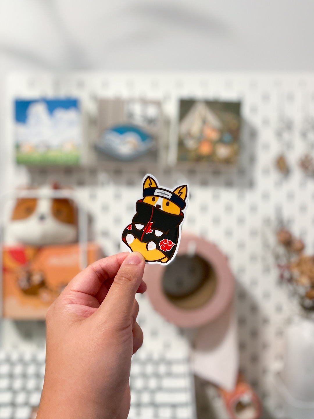 Ninja Corgi Red Cloud Robe Anime Sticker - Vinyl Matte Weatherproof ...