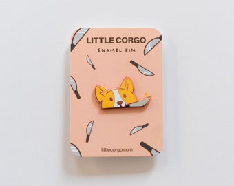 Corgi Feisty Sassy Knife Hard Enamel Pin - Cute Funny Corgi Dog Gifts Accessory Lapel Pin