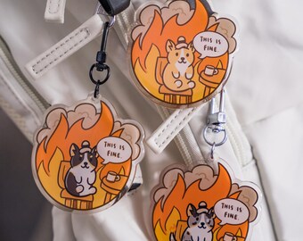 コーギーの頭蓋骨 3 インチ アクリル チャーム キーチェーン // 犬好き