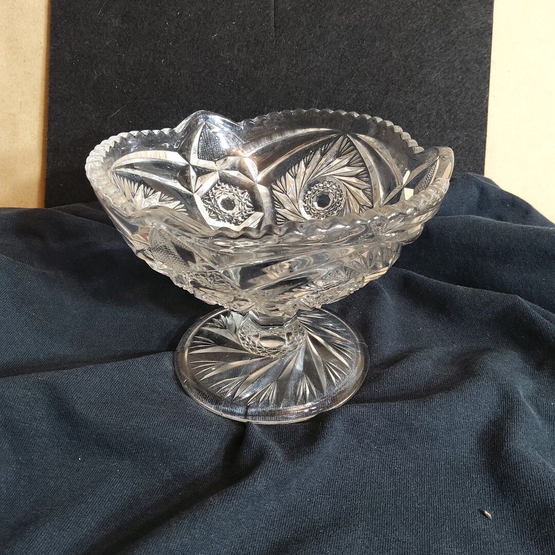 Vintage Pressed Glass Candy Dish Etsy