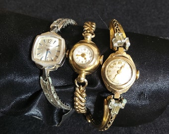 Group of 3 Vintage Bulova Watches, 10k gold filled and RGP