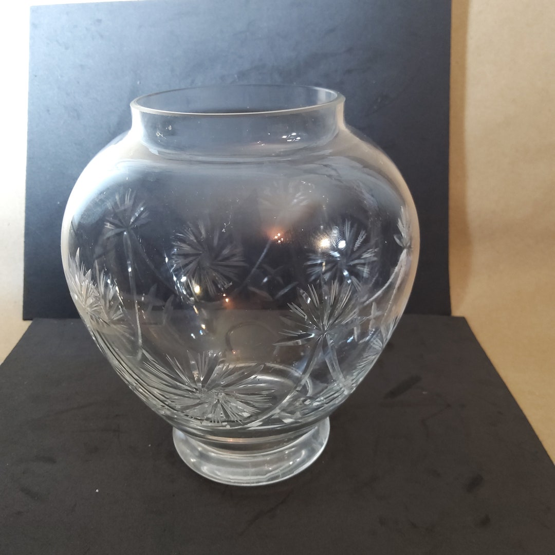 Vintage Cut Glass Vase Etsy