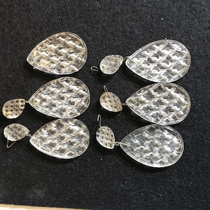 Vintage Set of 6 Crystal Teardrop Chandelier Drops