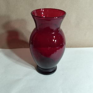 Vintage Red Glass Vase, 6 1/2" tall