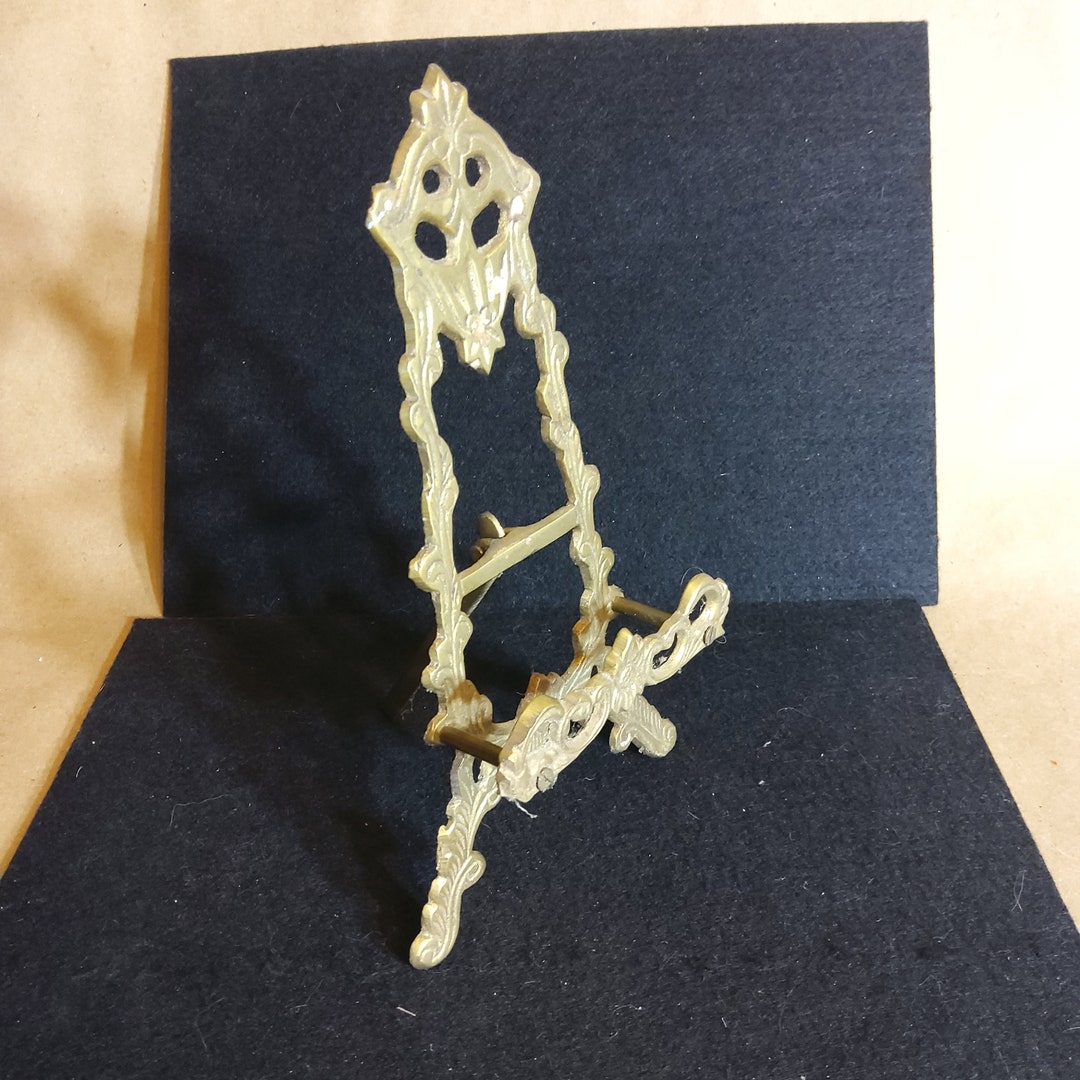 Vintage Brass Easel Picture Stand 9 Tall Etsy