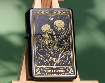 Engraved Tarot Lighter, The Lovers, Personalizable and Refillable