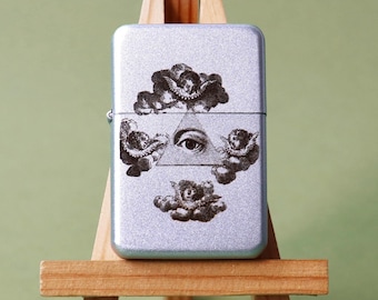Engraved Wisdom Eye Lighter, Refillable Flip Lighter, Personalised Gift