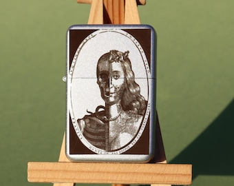 Personalized Half Skeleton Woman Lighter, Engraved Portrait, Refillable Lighter, Wedding Gift