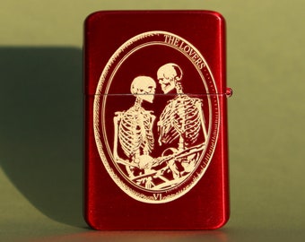 Engraved Lighter, The Lovers Tarot Card Design, Anniversary Gift