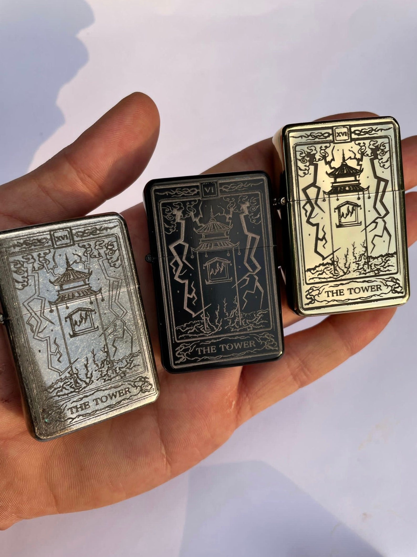 The Tower Tarot Card Engraved Lighter Engraved Lighter Tarot Etsy